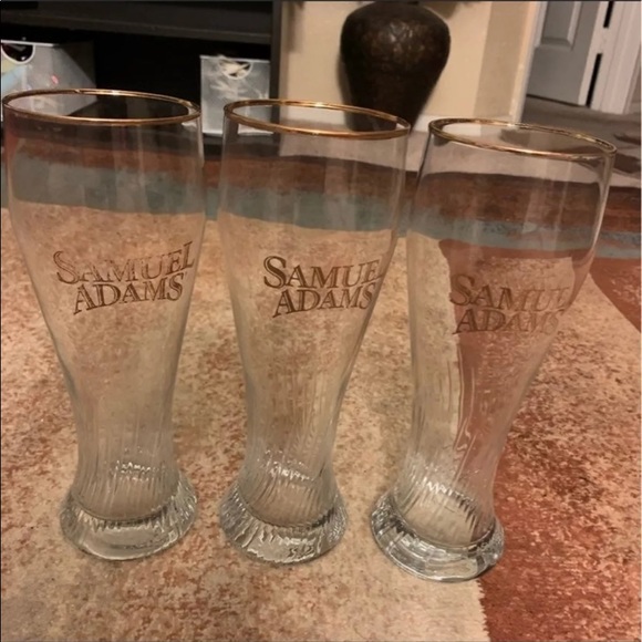 Samuel Adams Other - Lot of 3 Samuel Adams Ale Gold Rim Logo Tall Pilsner Large 9” 20 Oz Beer Glass